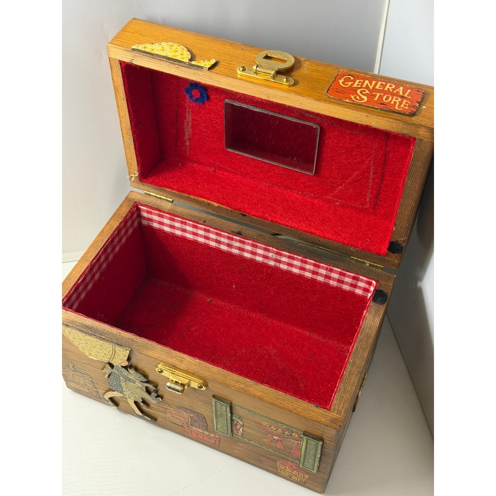 Vintage Wood Box Purse Americana Retro Folk Art Handbag - Picture 6 of 15